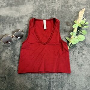Athleta Ribbed V-Neck Tank Top - Deep Wine Red Sz XS